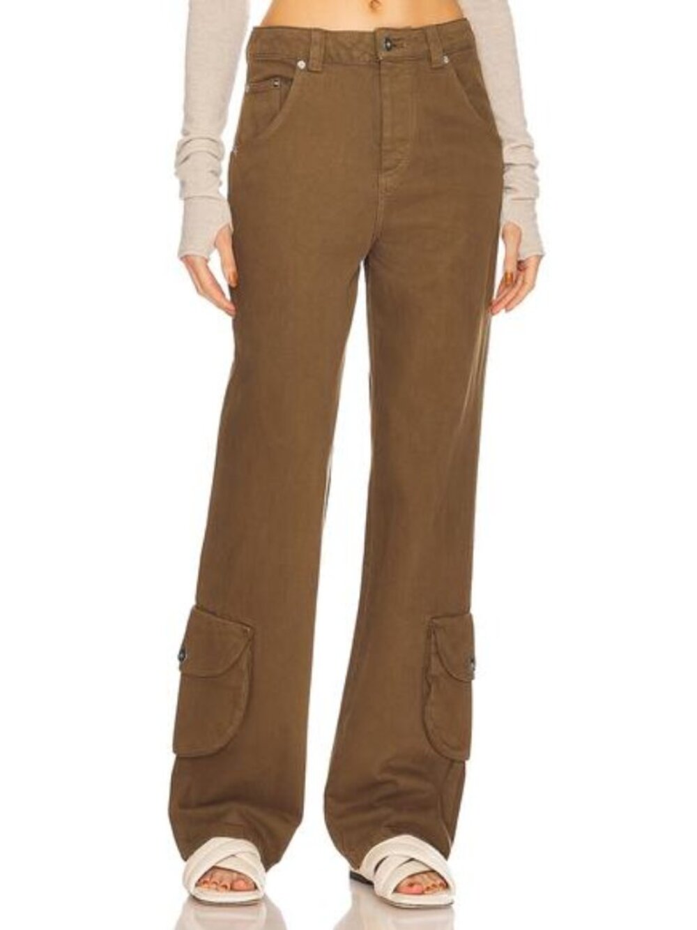 NWOT Helsa Straight Leg Brown Cotton Workwear Pants Size XS